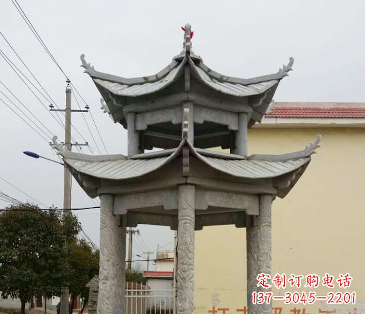 泉州双层仿古凉亭石雕 (2)
