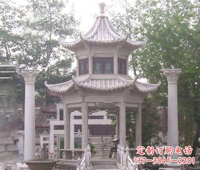 泉州双层仿古凉亭石雕 (3)