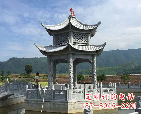 泉州双层仿古凉亭石雕_1