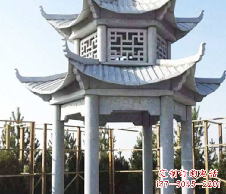 泉州双层仿古石凉亭石雕_2