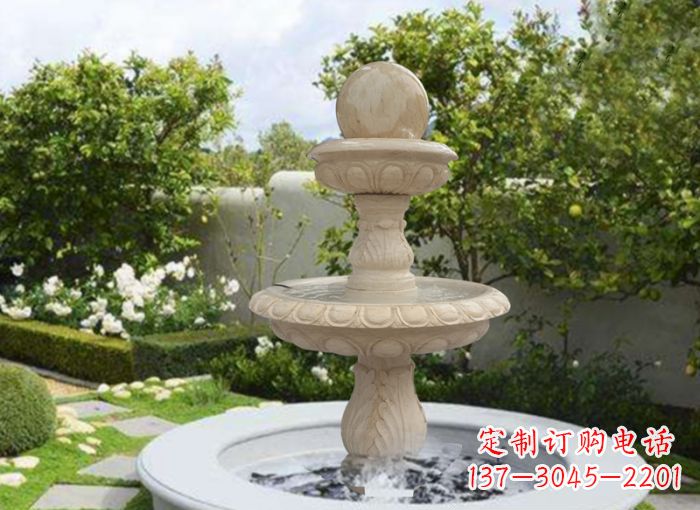 泉州双层风水球喷泉别墅石雕