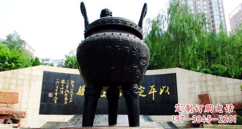 泉州双龙戏珠广场香炉铜雕景观雕塑