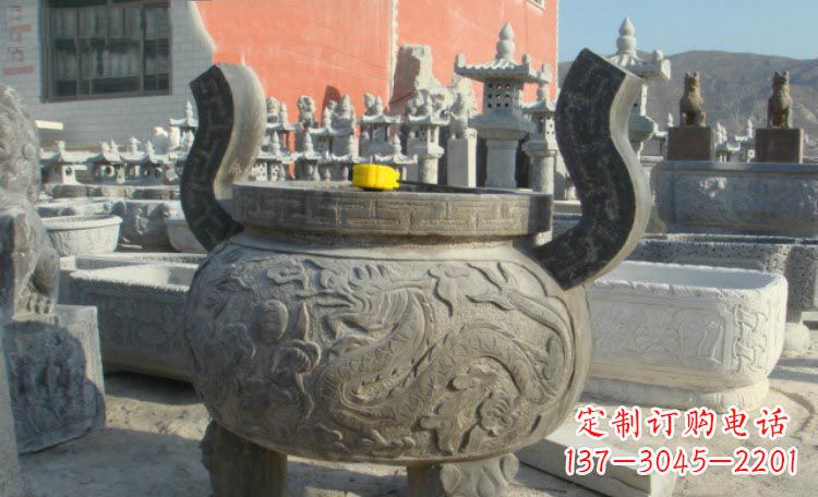 泉州双龙戏珠浮雕香炉铜雕