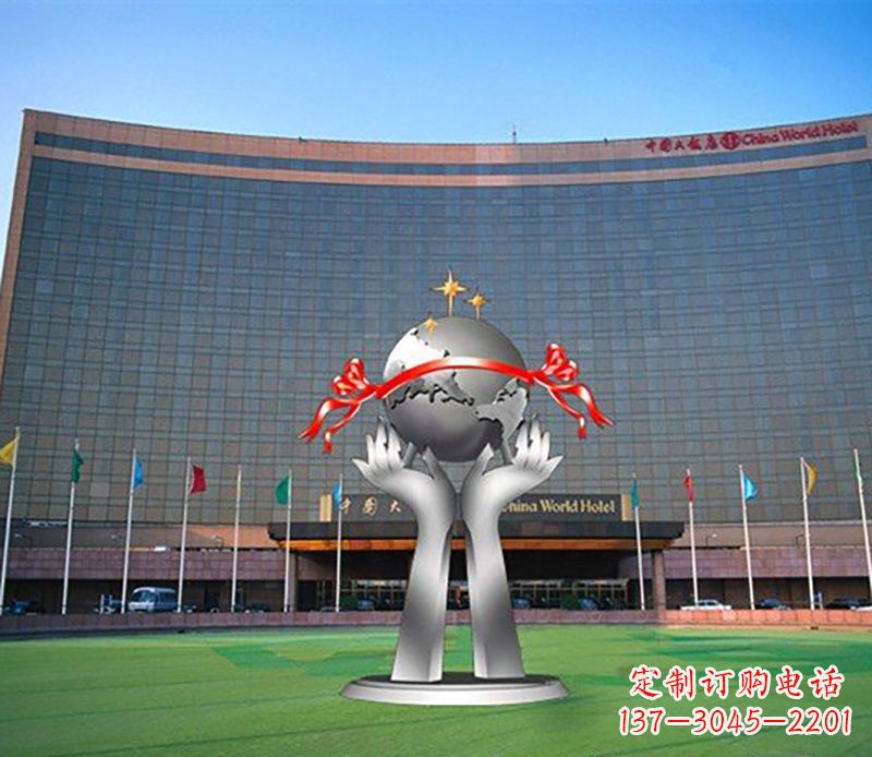 泉州双手捧地球校园不锈钢雕塑