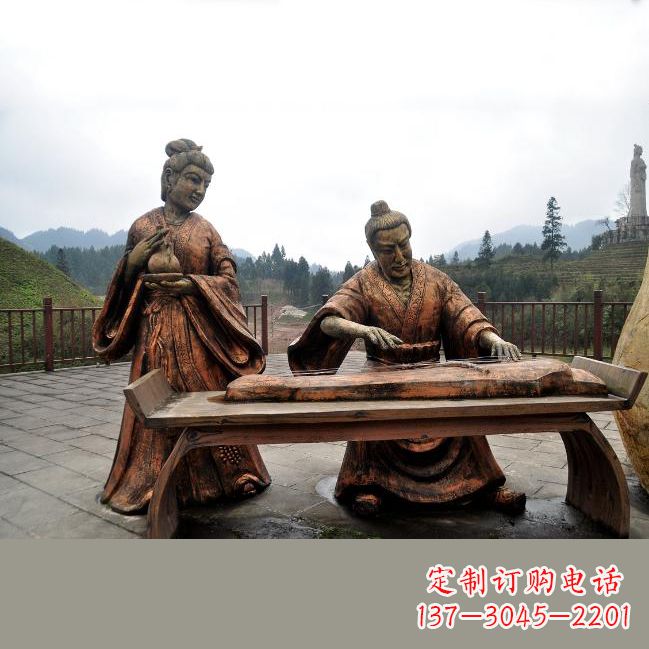泉州司马相如与卓文君铜雕塑像-城市广场历史名人情景雕塑