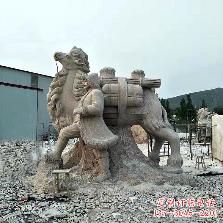 泉州丝绸之路骆驼情景石雕