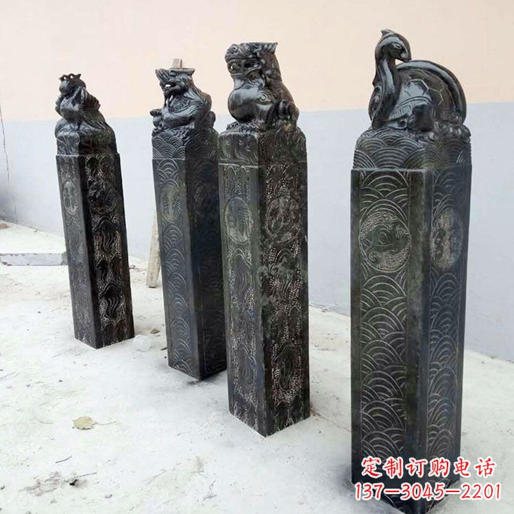 泉州四方神兽青石仿古栓马柱
