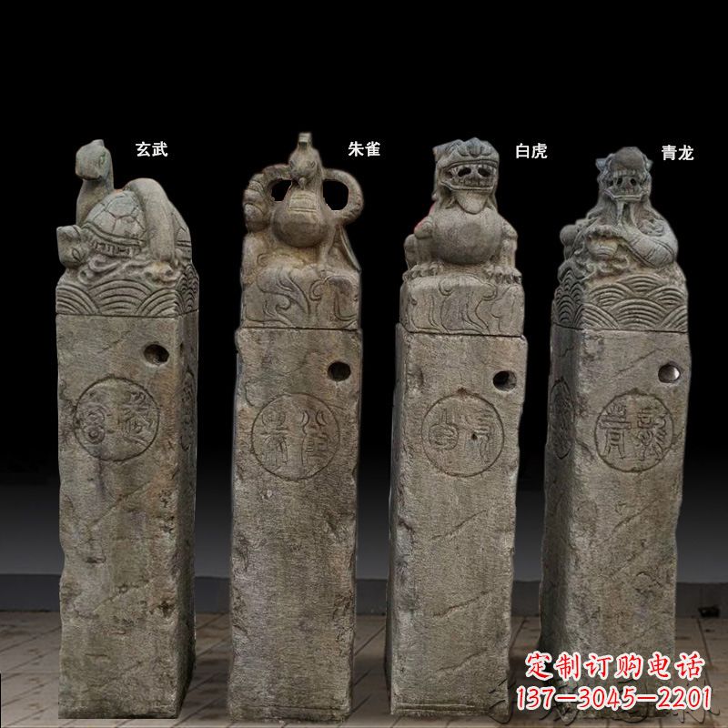 泉州四神兽拴马桩石雕