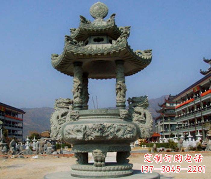 泉州寺庙景观仿古石香炉