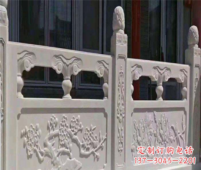 泉州寺庙景观汉白玉石浮雕栏板 (2)