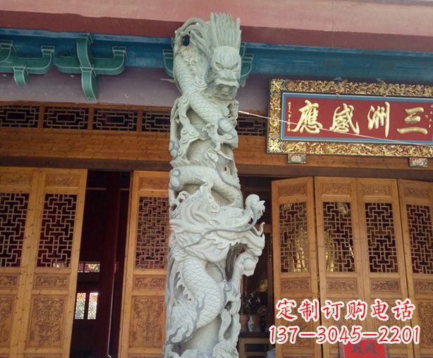 泉州寺庙景观龙柱石雕 (2)