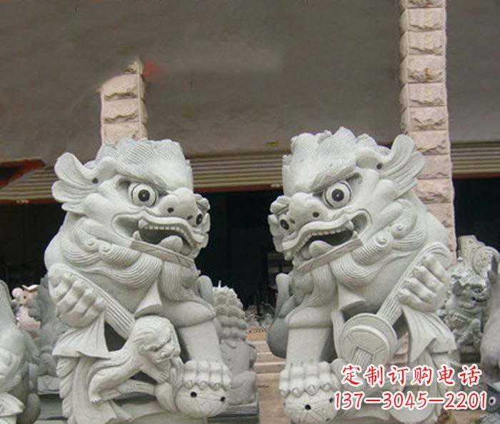 泉州寺庙景观南方狮子石雕 (2)