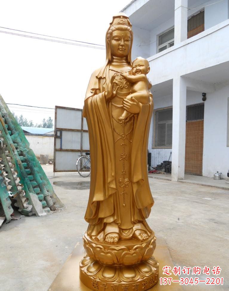 泉州寺庙立式送子观音铜雕