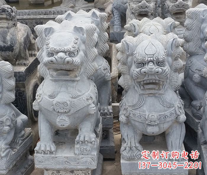 泉州寺庙青石狮子石雕