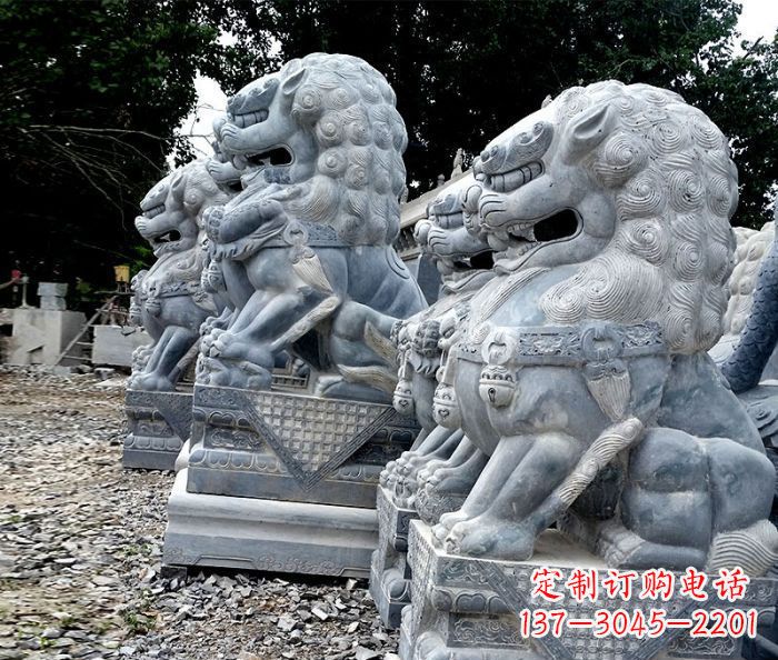 泉州寺庙青石狮子石雕 (2)