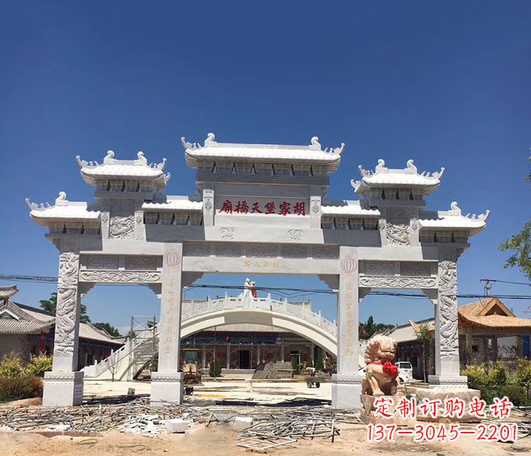 泉州寺庙三门五楼石牌坊石雕_1