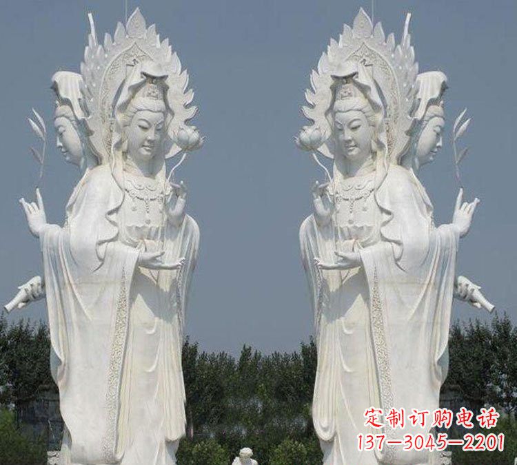 泉州寺庙三面观音菩萨雕塑