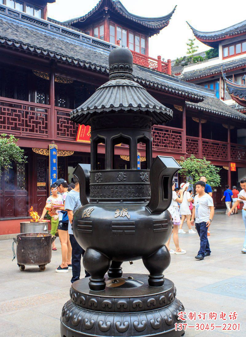 泉州寺庙铜香炉铜雕 (2)