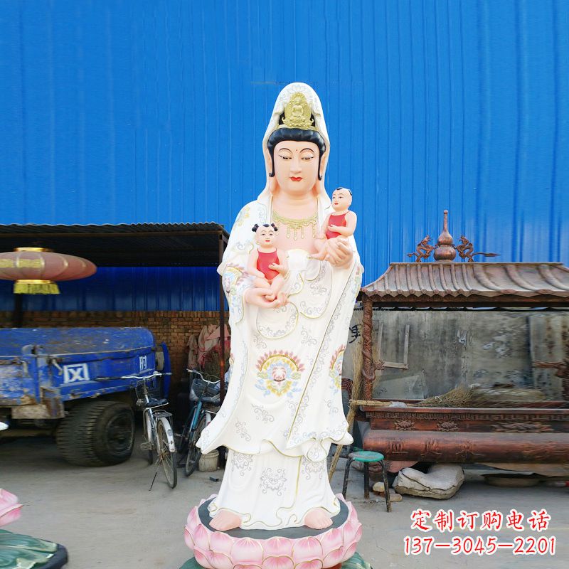 泉州送子观音彩绘玻璃钢雕塑