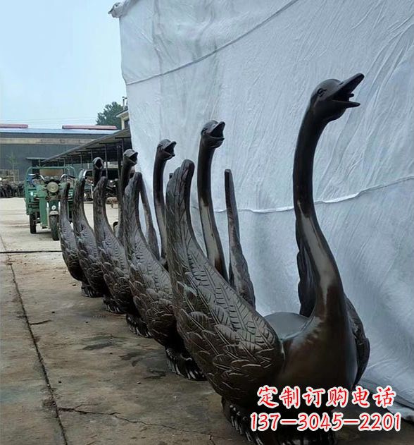 泉州天鹅喷泉铜雕,园林喷泉水景流水组件