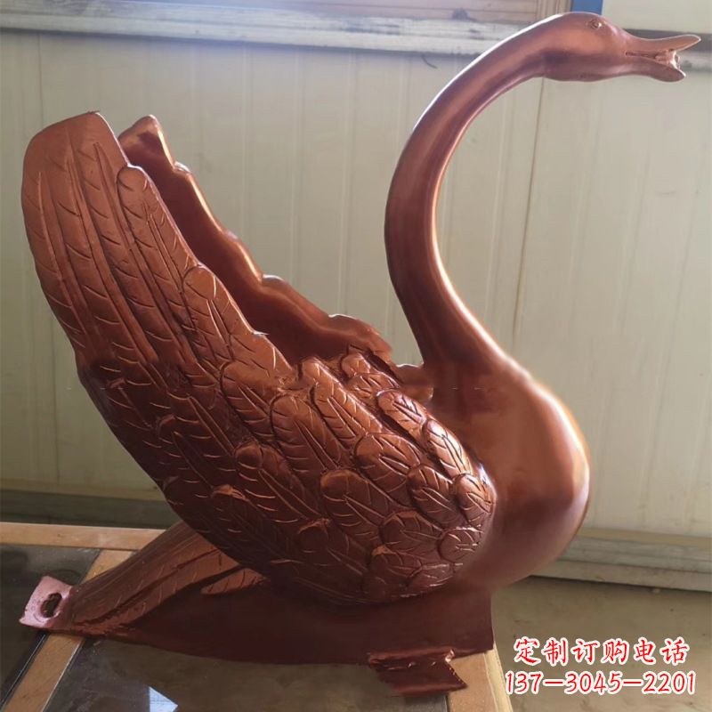 泉州天鹅铜雕塑,喷泉吐水天鹅装饰摆件