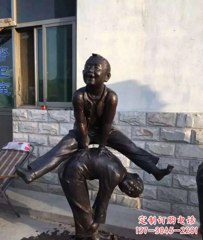泉州跳马儿童铜雕 (2)