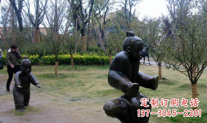 泉州跳山羊公园人物铜雕