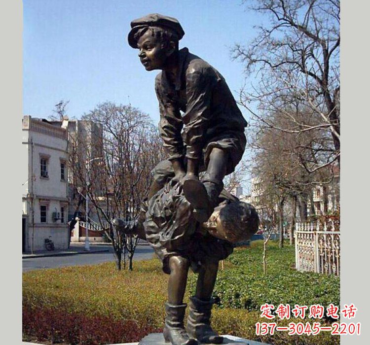 泉州跳山羊人物铜雕