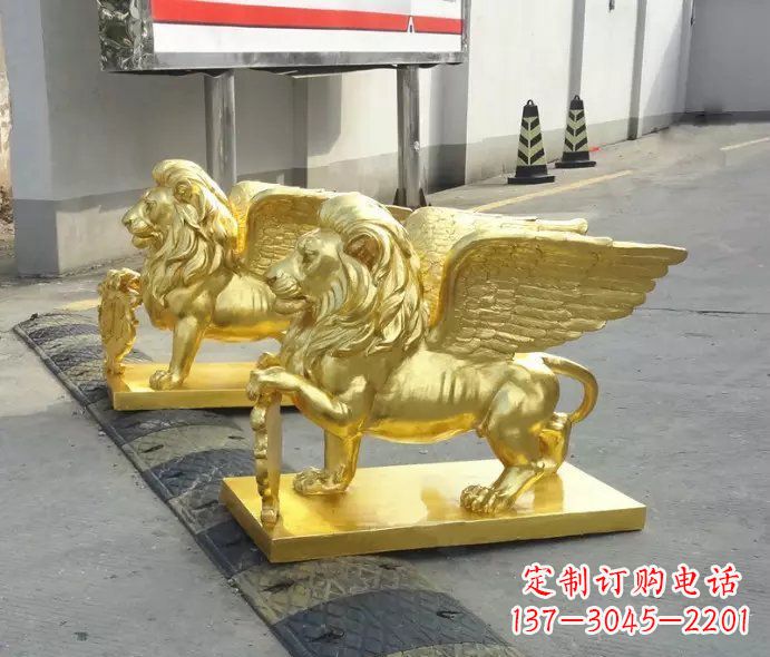 泉州贴金圣马可飞狮铜雕