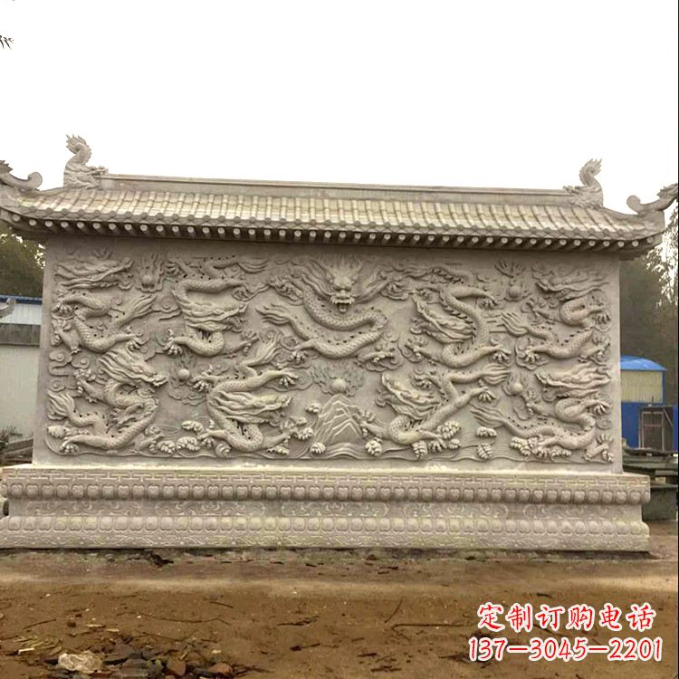 泉州庭院园林九龙壁石雕影壁