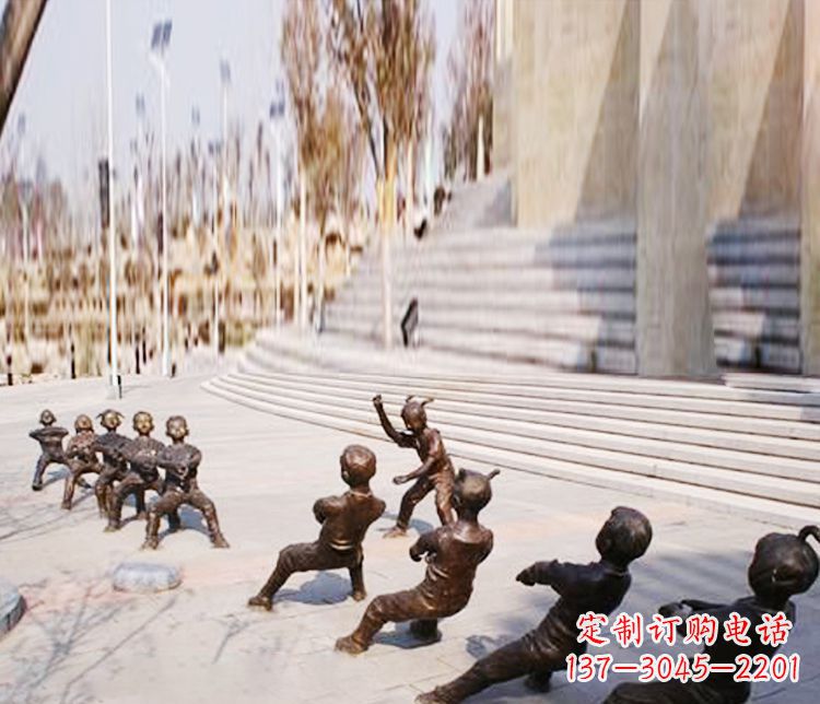 泉州铜雕拔河儿童游戏雕塑