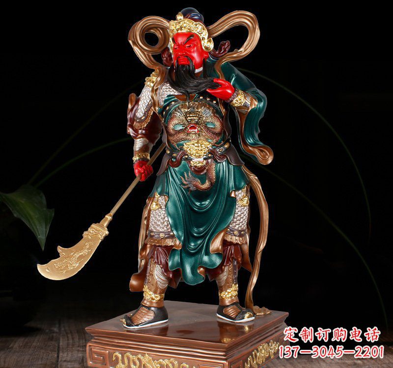 泉州铜雕彩绘关公