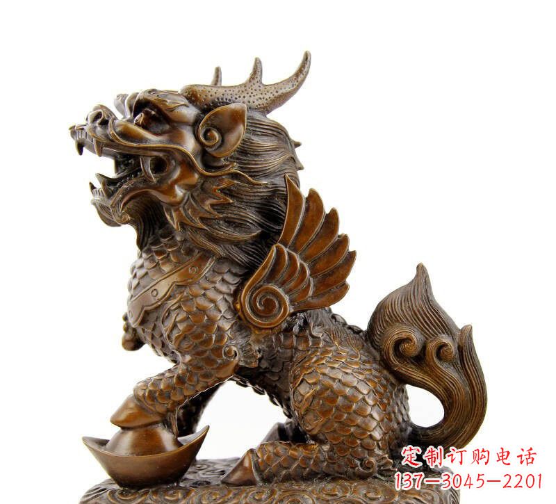 泉州铜雕踩元宝麒麟