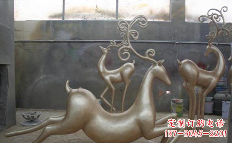 泉州铜雕抽象树枝梅花鹿雕塑