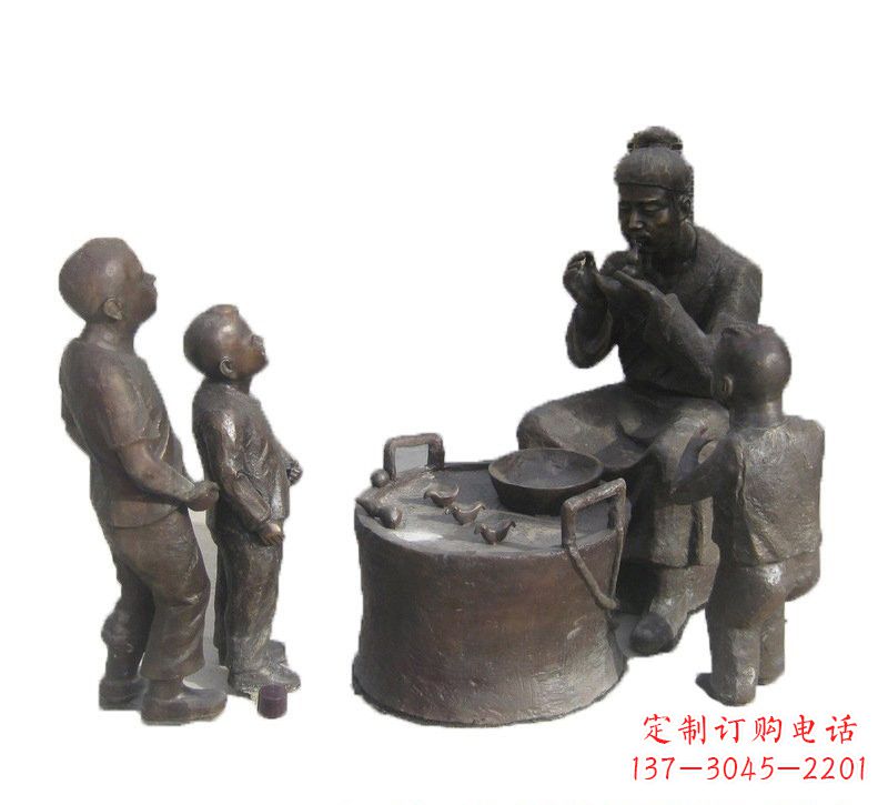 泉州铜雕吹糖人的古代人物