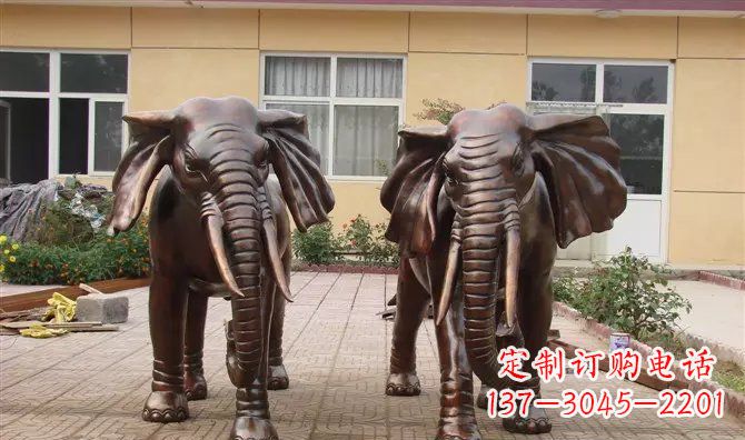 泉州铜雕大象公司门口动物雕塑