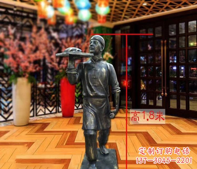 泉州铜雕店小二人物雕塑 (2)
