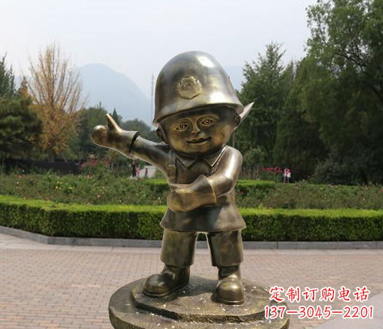 泉州铜雕儿童交通警察