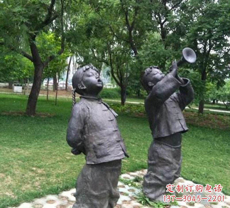 泉州铜雕儿童吹唢呐