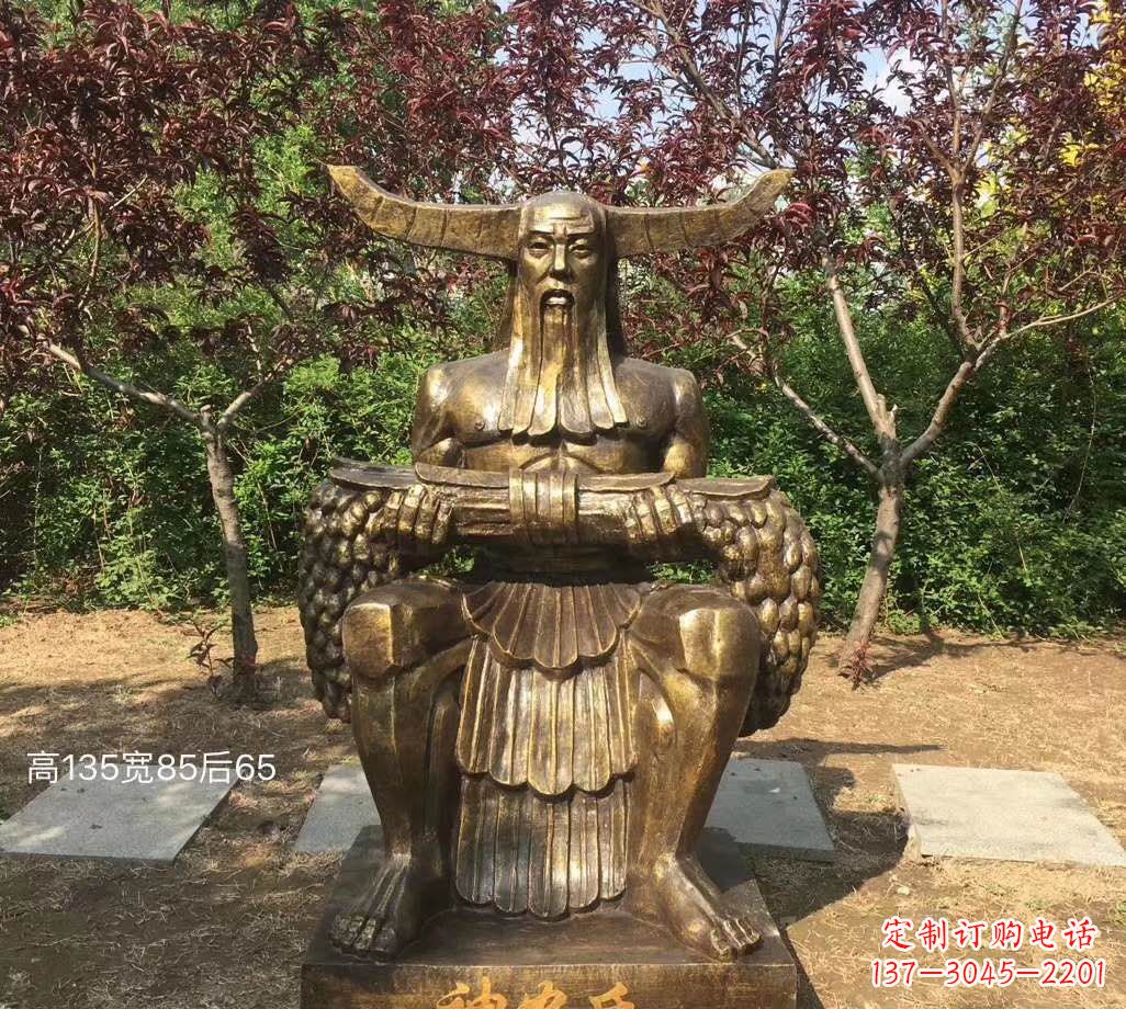 泉州铜雕古代神农氏人物雕塑