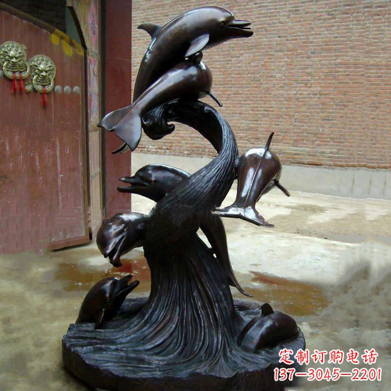 泉州铜雕海豚景观雕塑