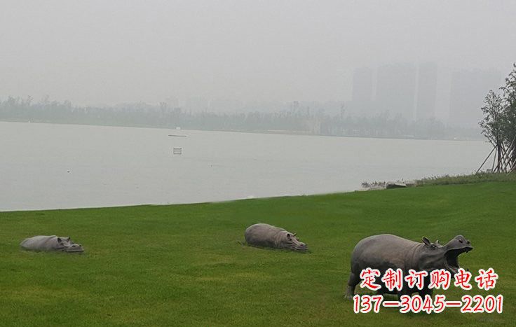 泉州铜雕河马公园动物雕塑