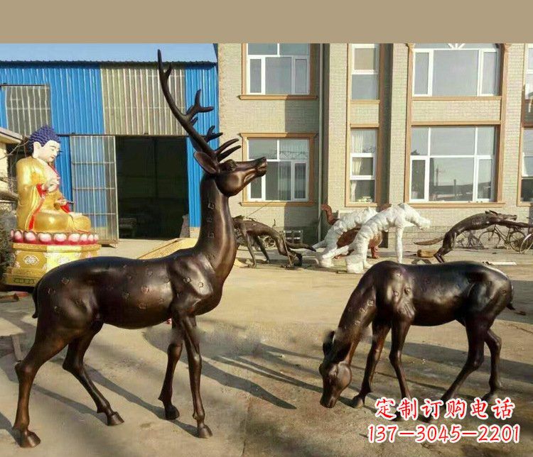 泉州铜雕户外公园动物雕塑鹿摆件 (2)