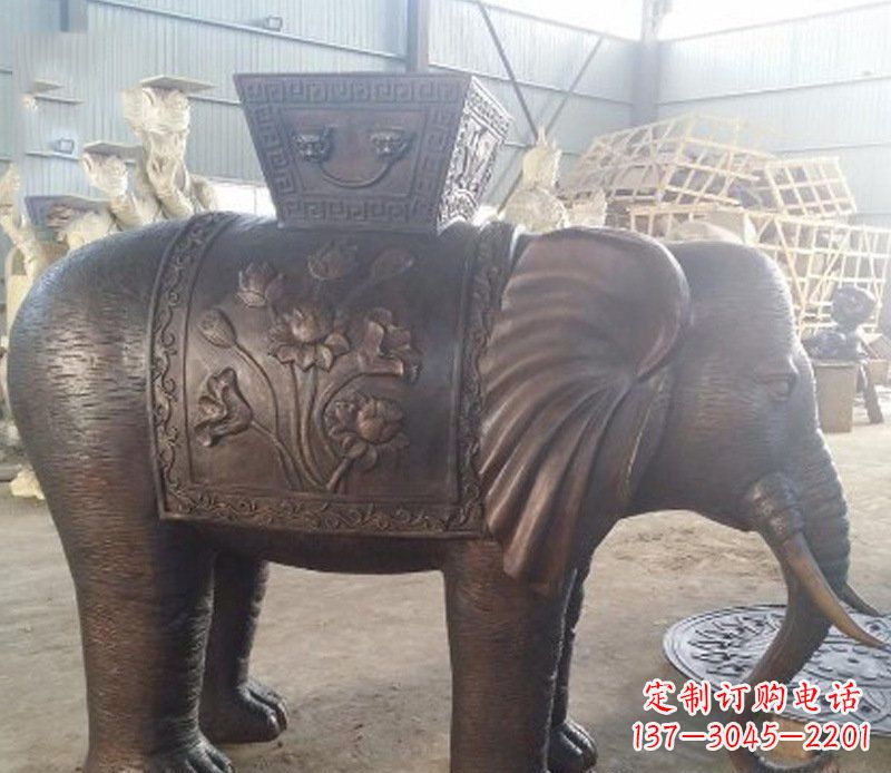 泉州铜雕吉祥大象园林动物摆件