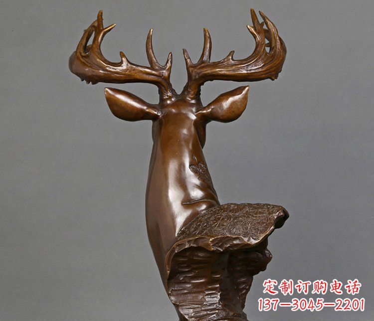 泉州铜雕吉祥招财鹿头雕塑摆件