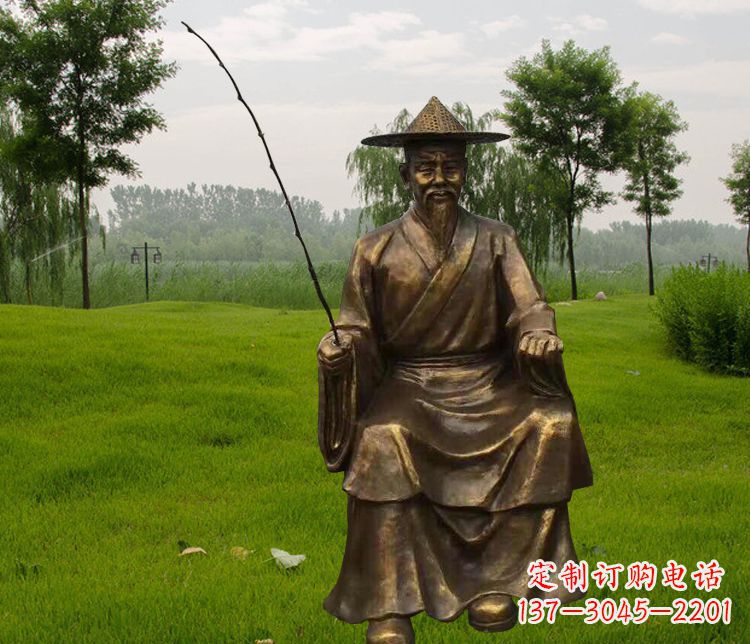 泉州铜雕姜太公钓鱼