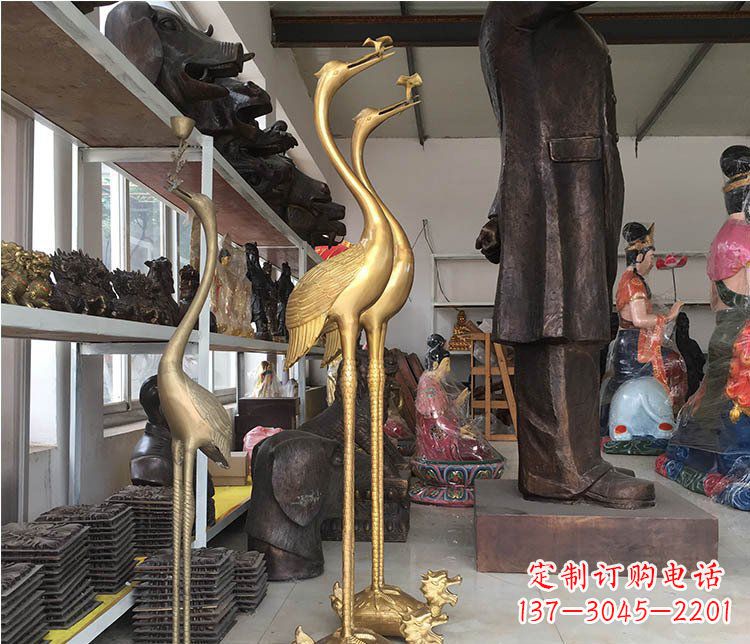 泉州铜雕金属仙鹤动物雕塑