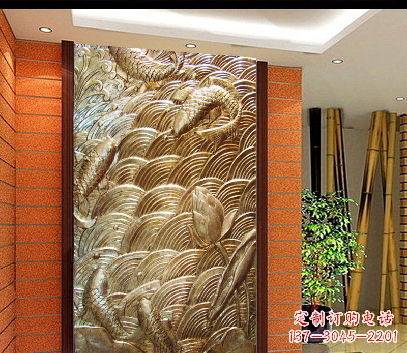 泉州铜雕酒店锻造鲤鱼壁画景观摆件