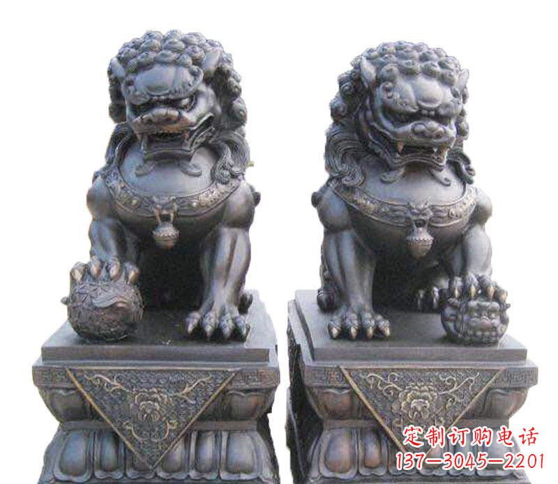 泉州铜雕酒店镇宅招财狮子摆件 (2)