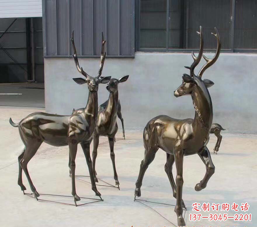 泉州铜雕鹿群雕塑